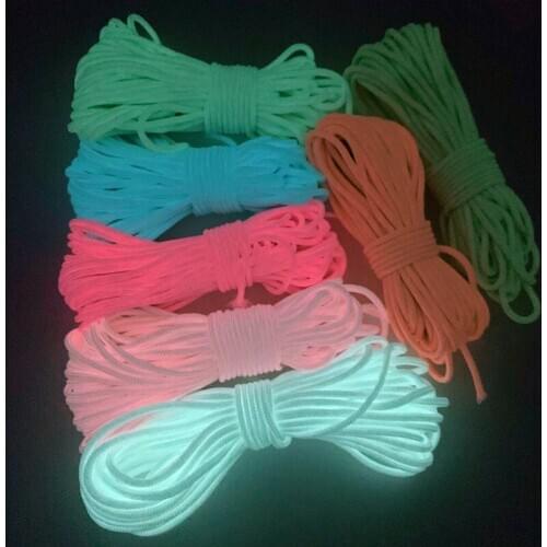 Glow In The Dark Luminous Paracord 550 100FT Parachute Cord Lanyard Rope 9 Strands Cores Outdoor Survival Ropes 1/5/10M