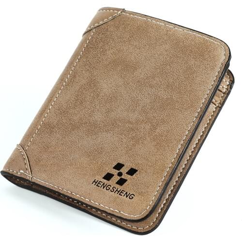 Hengsheng Men Short Nubuck Leather Card Wallet Wallet