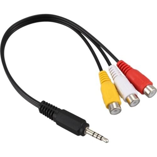 Hot-3.5mm Male Plug to 3 RCA Female o Video AV Cable 22cm