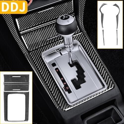 For Mitsubishi Lancer EVO X 2008-2015 Carbon Gear Shift Box Surround Lighter Storage Lids Cover Sticker Stripes Car Accessories