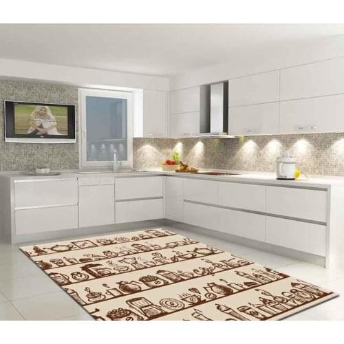 Coffee Cups 2 Pattern Kitchen Carpet, Fan carpet anti-slip floor carpet, teenagers carpet area rugs