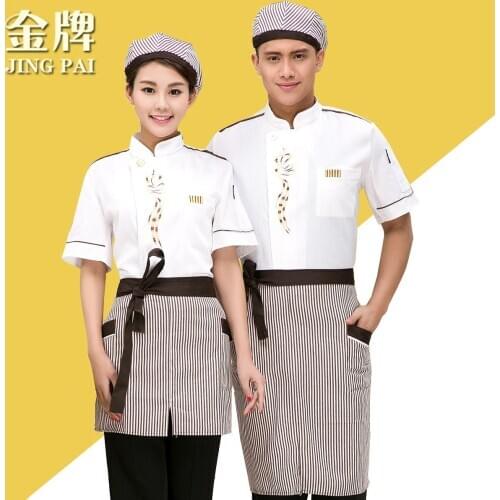 Cook Suit Summer Short-sleeve Chef Uniform Clothes Kitchen Clothes Cook Work Wear Hotel Restaurant Working Clothes B-5974