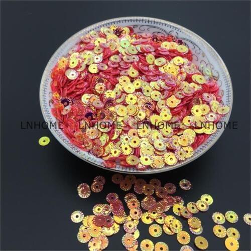 50g 4mm Round Wheel Flower Gold Plating Loose Sequins Sewing PVC DIY Paillette Light Red Daisy Confetti