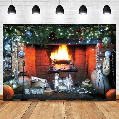 Laeacco Halloween Fireplace Pumpkin Horror Chain Sandals Wood Photo Photography Backdrop Photo Background For Photo Studio