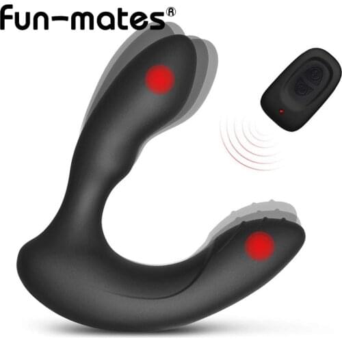 Prostate Massager Anal Vibrator Double Ring Butt Plug Double motor Heating Wireless Remote Adult Products Sex Toys