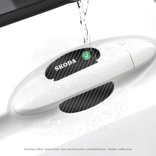 4Pcs Car Door Handle Wrist Sticker Protector Film For Skoda Octavia A5 A7 Superb Fabia 2 3 1 Rapid Yeti Citigo Kodiaq Roomster