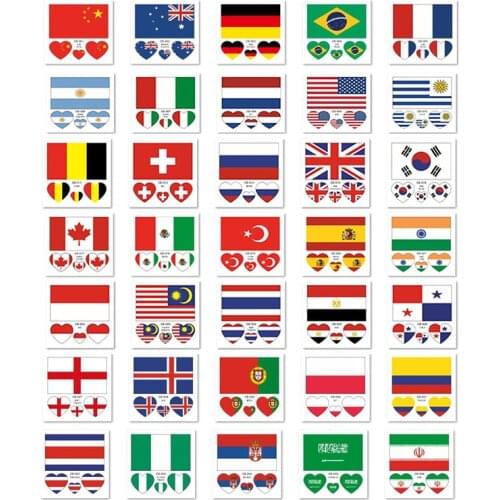 3PCS Flag Series Face Tattoo World Cup Fan Games Olympics Poland England Ukraine Singapore Country Temporary Tatoo Sticker