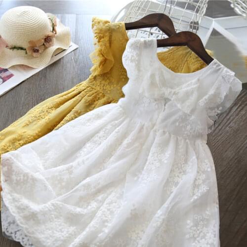 2021 Summer Brand New Baby Girls Clothes Princess Lace Flower Girls Dress Summer Children Party Kids Dresses For Girls 2-7 Years