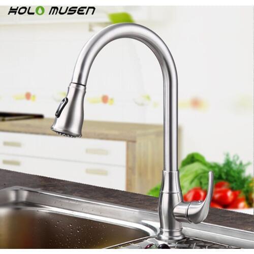 New Arrival Lead-Free Brushed Nickel Kitchen Mixer SUS304 Stainless Steel Kitchen Faucet Pull Out Design