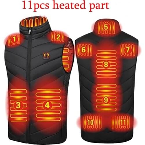 New 11 Heated Vest Jacket Fashion Men Women Coat Clothes Intelligent Electric Heating Thermal Warm Clothes Winter Heated Hunt