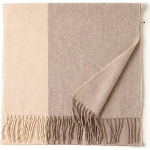 %100 Autumn Winter Cashmere Scarf Aman Women Double Color Ms Shawl Long Scarf