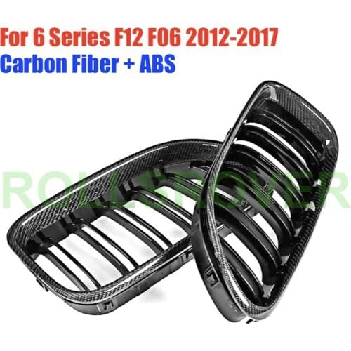 ROLLSROVER Carbon Fiber Front Bumper Grille Grill For 6 Series F12 F06 2012-2017 Double Strip Car Performance