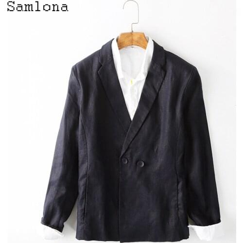 Men Cotton Linen Blazers Lapel Collar retro Jacket Long Sleeve Top Outerwear Autumn Pocket Design Blazer Sexy Mens Clothing 2021