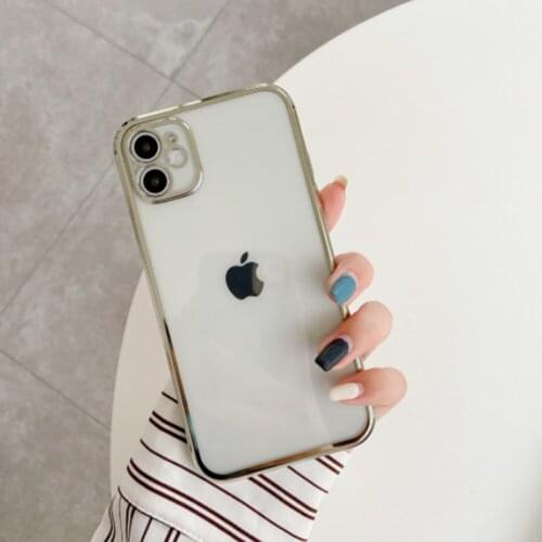 Electroplate Shockproof Frame Case For iphone 11 12 Pro iphone 7 8 Soft Clear TPU Back Cover For iPhone X XR XS Phone Case
