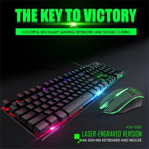 Wired Gamer keyboard 2set 1000dpi For PC Laptop wired Anti-ghosting 104key Backlit keyboard mouse kit usb Ergonomic gaming Quiet