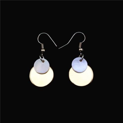 Wafer shell texture fashion vintage gold Sequin round gold color loop pendant hanging Earrings brincos female earing