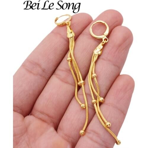Hoop earrings earrings 24K gold color tassel pendant Dangle earring for women jewelry Unusual piercing earrings fashion earring