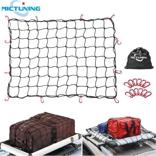MICTUNING 3'x4' to 6'x8' Cargo Elastic Mesh Net Pickup Truck Bed Mesh 12pcs Free Carabiners&Storage Bag for Loads Tighter Hitch