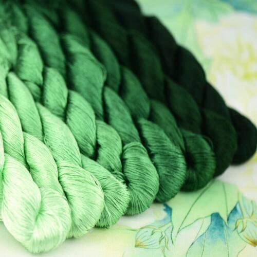 1pcs/400m silk embroidery thread / 100% silk thread /hand embroidery embroider cross stitch/emerald green series/8 pure colors