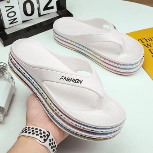 Thick Bottom Platform Sea Flip-Flop Thong Sandals Summer Shoes Soft Beach Slippers Web Star Slides Outdoor Indoor Shoes Women