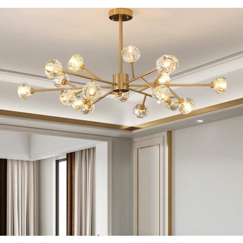 Modern LED Gold Black Creative Luxury Crystal Chandelier for Bedroom Dining Living Room Kitchen Decor Molecular Art Hanging Lamp