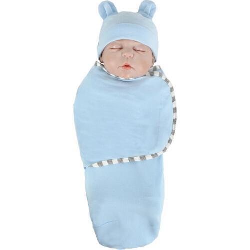 Baby Sleeping Bag Wrap+Hat 2pcs New Born Set Baby Blanket Swaddle Solid Sleeping Bag Sleep Sack Stroller Wrap+Hat