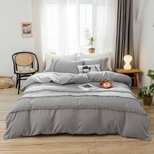 Light Luxury Carbon Brushed Four-Piece European-Style Wide-Brimmed Tassel Quilt Cover Bed Sheet Princess Style Bedding