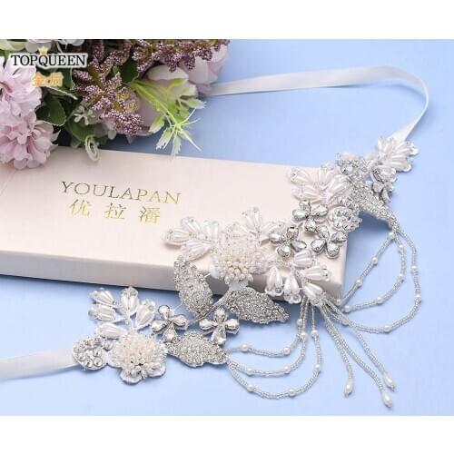 TOPQueen S482 Beaded Belt Wedding Belts for Women Bling Prom Belt Clothes accessories Womens Shawl Patch Can be sewn on clothes
