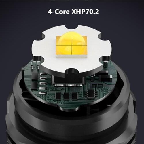 XHP70.2 4-core Powerful Led Flashlight USB Rechargeable Power Bank Battery Flash Light Torch Aluminum Zoomable Waterproof Litwod