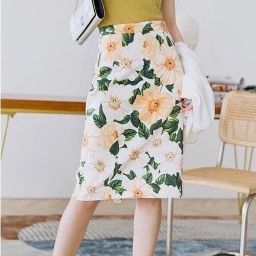 2021 new commuter simple high waist design and color splicing bright silk medium length A-line skirt for women