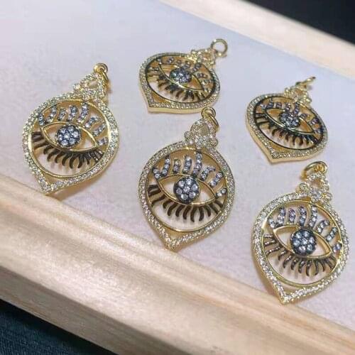 Womens fashion cubic zircon Micro Pave Eye Oval shape pendant