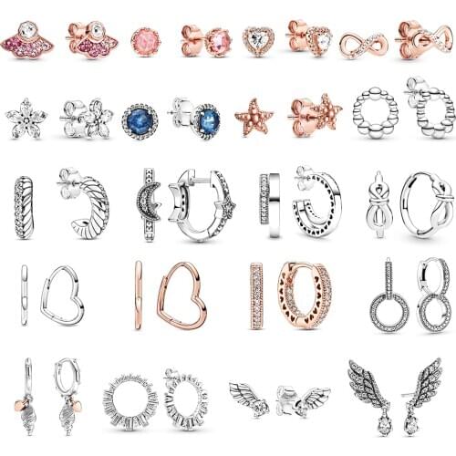 New 925 Sterling Silver pan Fashion Earrings with Original Stenciled Wedding Party Evening Woman Jewelry Christmas Gift