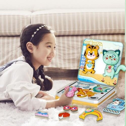 1 Set Kids Puzzle Picture Recognition Magnetic Finger Training DIY Magnet Traffic Animal Puzzle Toy for Child