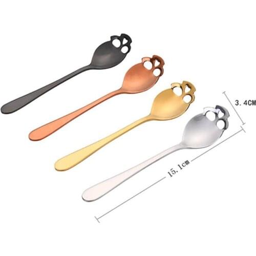 1Pcs Fashion 304 Stainless Steel Skull Shape Spoon Coffee Dessert Food Grade Ice Cream Candy Tea Scoop Tableware Drinking Tool