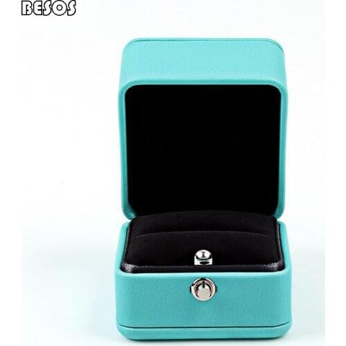 1pc/lot Creative Simple High-end Jewelry Blue Green Iron Box Single Ring Box Packaging Gift Storage Wedding Ring Decoration Box