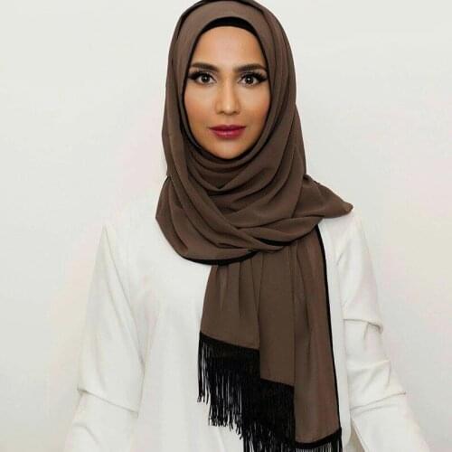 120pcs/lot plain bubble chiffon muslim Hijabs Cap Bandana head covering kerchief Shawl Scarf wrap with tassel 12 color