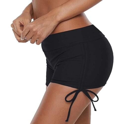 2021 Fashion Swim Trunks Women Sexy Low Waist Solid Drawstring Skinny Stretch Shorts Swimwear Swimsuit Bathing Briefs Beachwear
