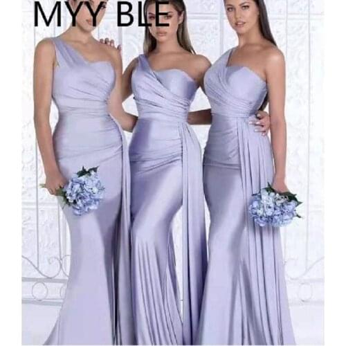 2021 Bridesmaid Dresses Sweetheart One Shoulder Spandex Satin Mermaid Bridesmaid Dresses Lace UP Wedding Party Bridemaid Gowns