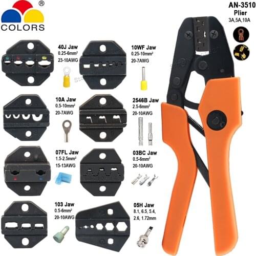 3A 5A 10A Crimping Pliers Copper Cable Lugs Wire Connector Ratchet Plier Jaw Die Kits Tube/Insulated/Coaxial Crimping Hand Tools