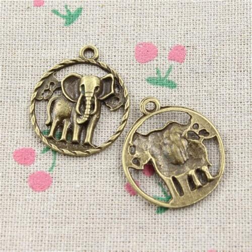 8pcs Antique Bronze elephant Charms Necklace Pendant Jewelry Making Handmade 28mm