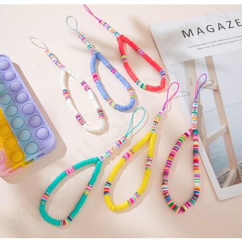 Bohemia Clay Beaded Mobile Strap Phone Charm Phone Chain 2021 Women Bracelet Telephone Jewelry Mobile Phone Anti-Lost Lanyard