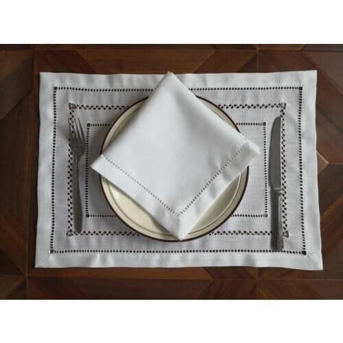 [Camellia Casa]Luxrary Concise Napkin/Placemat Hemstitched by Hand,Linen Look & Washable, Home/Banquet/Hotel/airbnb/Restraunt