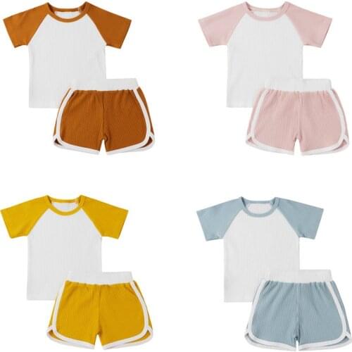Citgeett Summer Kids Baby Boys Girls Suit Set Unisex Short Sleeve Pullover+ Short Pants Clotehs Set 0-3Years