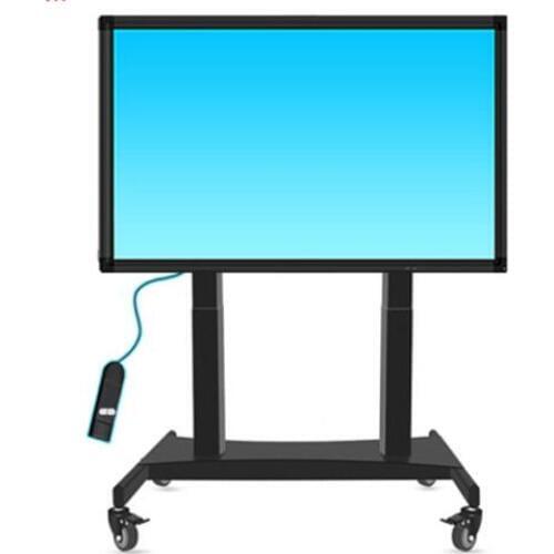 Remote control electric lift cart video conference terminal floor stand 90° flip mobile TV stand for LED tv