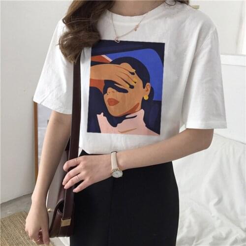Oversized T-shirt Summer Feminism Print New Vintage Tees Loose Casual Harajuku Short Sleeve Ins Cartoon Art Female Fashion Tops