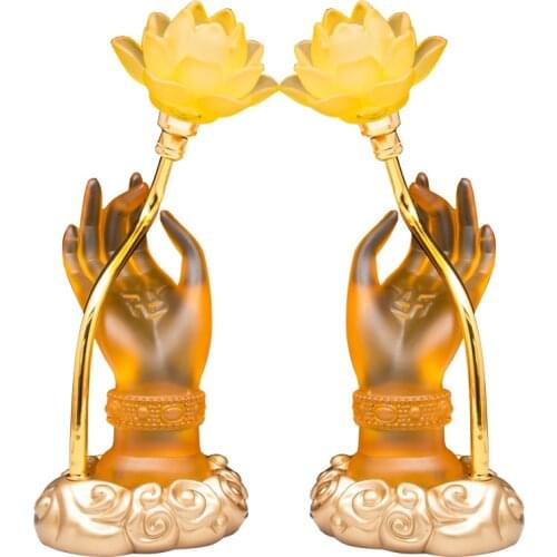 Glazed lotus lamp, colorful Bergamot lotus lamp, Buddha lamp, Buddha lamp, household led long light, Buddha front flower