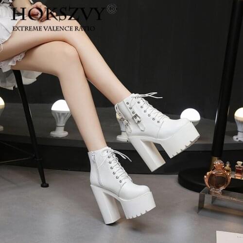 HOKSZVY 2020 New Womens Shoes Boots Platform Casual Boot 14CM Heel Muffin Waterproof Table Walking Ankle Boots ZYW