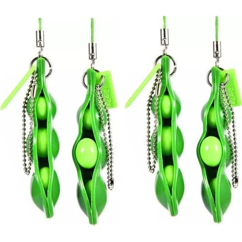 Fidget Toys Decompression Edamame Toys Squishy Squeeze Peas Beans Keychain Cute Stress Toy Rubber Dimple Adult Kid Gift