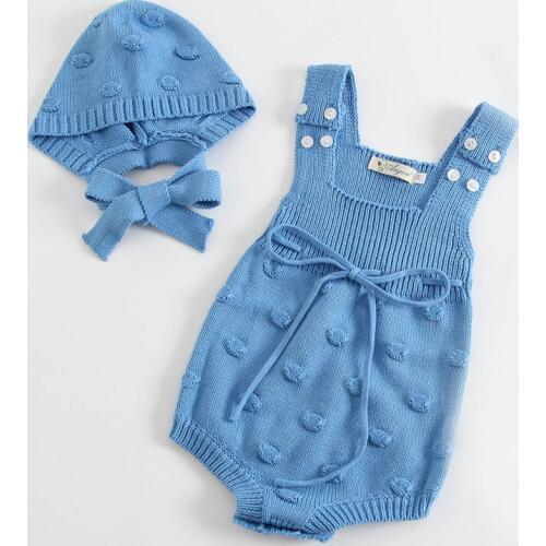 New 2019 Newborn Knited Romper New Baby Knitted Romper Overalls Autumn Baby Girl Newborn Knitted Romper Suits Romper+Knitted hat