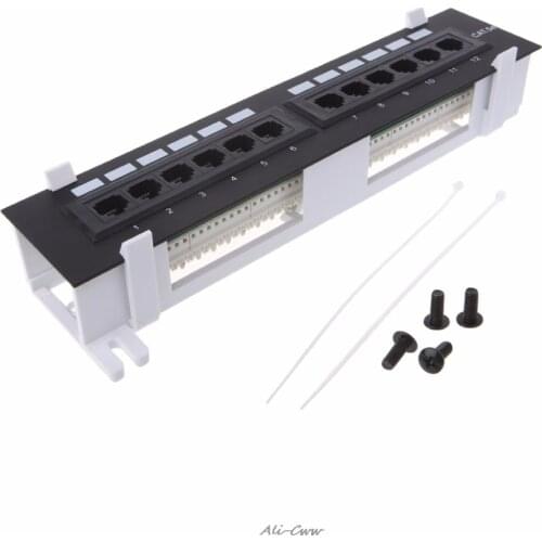 12 Port CAT5 CAT5E Patch Panel RJ45 Networking Wall Mount Rack Mount Bracket for Computer Office Network Tool